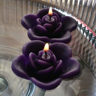 12 Purple Floating Rose Wedding Candles for Table Centerpiece