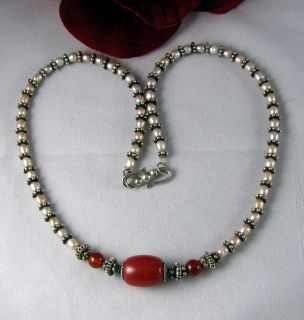 Sterling Pearl Beaded Necklace FERAL CAT RESCUE