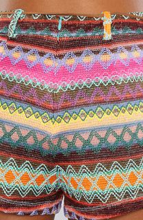 Ladakh The Border Blanket Knit Short in Aqua Multi
