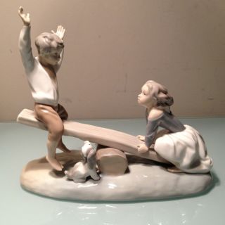 Lladro Figurine 4867 Children on See Saw Mint