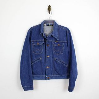 Vintage Wrangler Denim Jacket s M ➭ 1980s 4 Pocket Brass Shank Jean