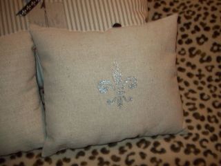 Paris Small Decorative Glittered Fleur de Lis Pillow French Decor
