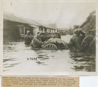 Mai Chau Vietnam Japanese Soldiers in A Flood Antique Photo