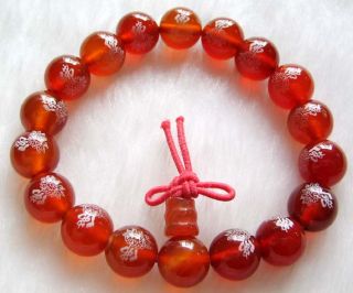 red agate tibet fo buddha lotus beads bracelet mala