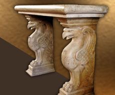  Table Ends Stone Marble Travertine Fireplace Mantle Art Decor