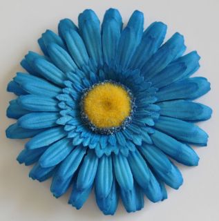 Turquoise Blue Gerbera Daisy Artificial Silk Flower BROOCH Pin