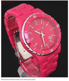  New Michael Kors Pink Acrylic Brachlet Mid Size Ladies Watch MK5288