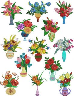 French Floral Medley Machine Embroidery Designs CD 4x4