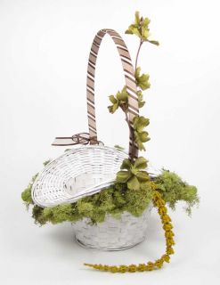 Handmade Custom Flower Girl Basket Rustic Wedding Green Brown Southern