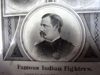 Famous Indian Fighters Wood Engraving Indian Wars of 1874 Circa 1882