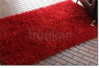 Fire Brick Red Hot Damru Sparkle Shaggy Rug Carpet Tapis Size 6X4
