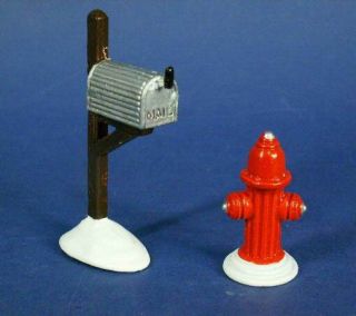 Dept 56 Snow Village Fire Hydrant Mailbox Mint Set of 2 51322