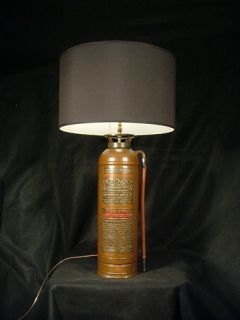 Antique Copper Base Fire Extinguisher Table Lamp one of a find