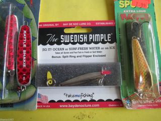 Jigging Ice Fishing Spoons NEW 1 SWEDISH PIMPLE 5 2 RATTLE SNAKIE 1