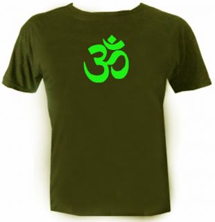 OM Ohm Aum Shanti Yoga Clothing Meditation Olive Shirt