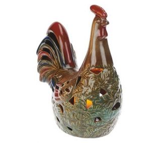  H194902 Porcelain Rooster Luminary with Flameless Candle