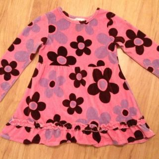 Flapdoodles Pink Velour Flower Power Dress Size 5
