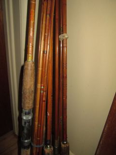 VINTAGE ANTIQUE BAMBOO FISHING ROD LOT FLY RODS CASTING POLE PARTS