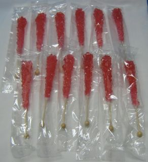 12 Delicious Rock Candy Swizzle Sticks Strawberry Flav