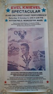  1976 ORIGINAL EVEL KNIEVEL POSTER Fitton Field Worcester MA Holy Cross