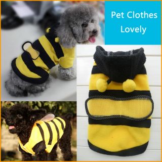 Dog Coat Pet Yellow Blk Fleece Bee Style Cloth Hoodie for Many Pets