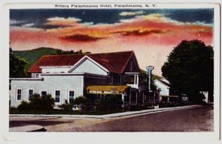 C1920 Fleischmanns New York NY Postcard Ritters Hotel Delaware County