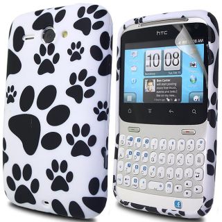 White Black Paws Animal Footprint Soft for HTC ChaCha Case Cover