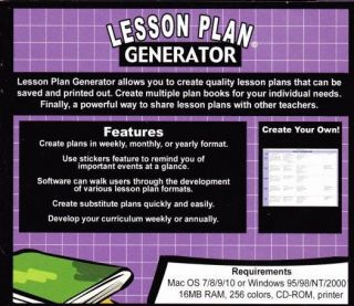 Lesson Plan Generator PC CD Create Quality Schedules