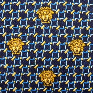 100 Auth Versace Tie Medusa Hoop Links Blue Yellow Flaws