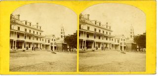 FRANKLIN FORESTDALE NY STEREOVIEW FRENCHS HOTEL CHURCH BUILDINGS