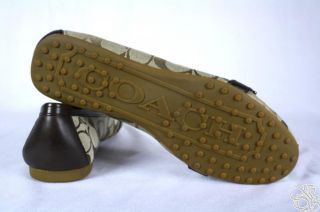 Coach Flores 12cm Signature C Khaki Womens Loafers Shoes New A2160