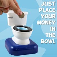 Toilet Bank Funny Flushing Flush Coin Drop Bank Gag