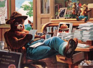 Smokey Bear Smokey Reads His Mail 47 35 Giclee Canvas