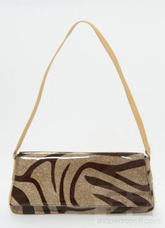 Francesco Biasia Tan Brown Leather Patent Animal Print Handbag