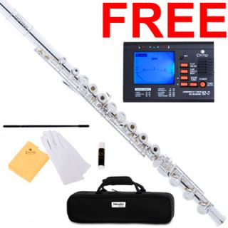   Plated C Flute 17 Keys Open Hole Italian Pads B Foot Stand Tuner
