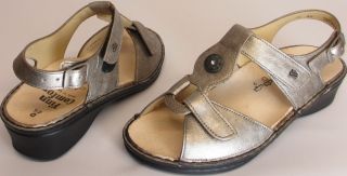 Finn Comfort Womens Sz 4 5 M Adana Leather Ankle Strap Sandals Pewter