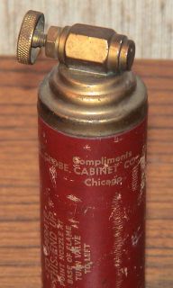  Mini Brass Presto CB Fire Extinguisher Globe Cabinet Co Company Empty