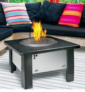  Table Stainless Steel Granite Top Furniture Fire Pit Modern Gas