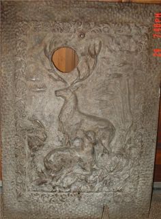 Fireplace Cover Arts Crafts Old Cast Iron Stag Deer