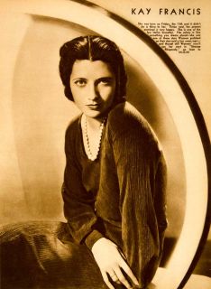 1933 Rotogravure Kay Francis Portrait Strange Rhapsody Fashion Movie