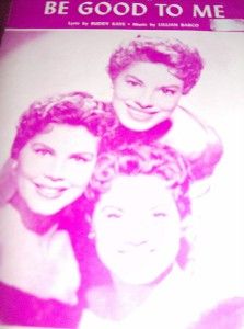 Sheet Music 3 Songs by The McGuire Sisters L950s Music w Pictures on