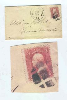 Oldhal Fitchburg MA 1860s Fancy Cancel to Vernon VT