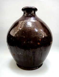 antique Early Americana Redware Ovoid 7 Jug Moonshine Cider Handle