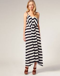 French Connection Bold Stripe Bow Front Long Stripe Summer Maxi Dress