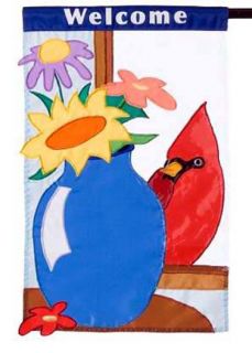  Looking in Spring Cardinal Bird Floral Small Mini Welcome Flag NEW NIP
