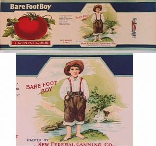 Barefoot Boy Tomatoes Vintage Can Label Frankfort NY