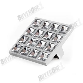 Zinc Alloy Crystal Square Drawer Cupboard Door Pull Kitchen Handle