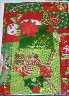 Christmas Holiday Vinyl Tablecloth Flannel Back 3 Sizes 9 Styles U