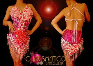 CHARISMATICO Tropical Flare Hibiscus Flower Covered Pink Sequin Salsa
