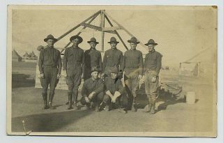 WWI 1917 RPPC Lawton OK Fort Sill Postcard US Army Soldiers Group
